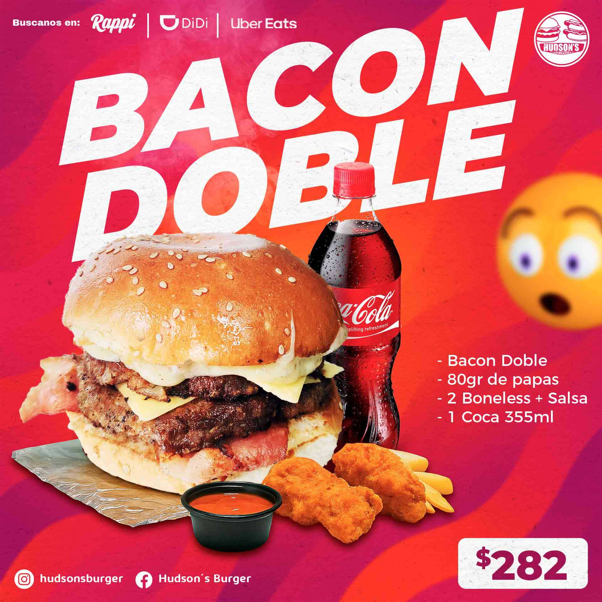 BACON DOBLE + 2 BONELESS 80GR PAPAS+ COCA355ML