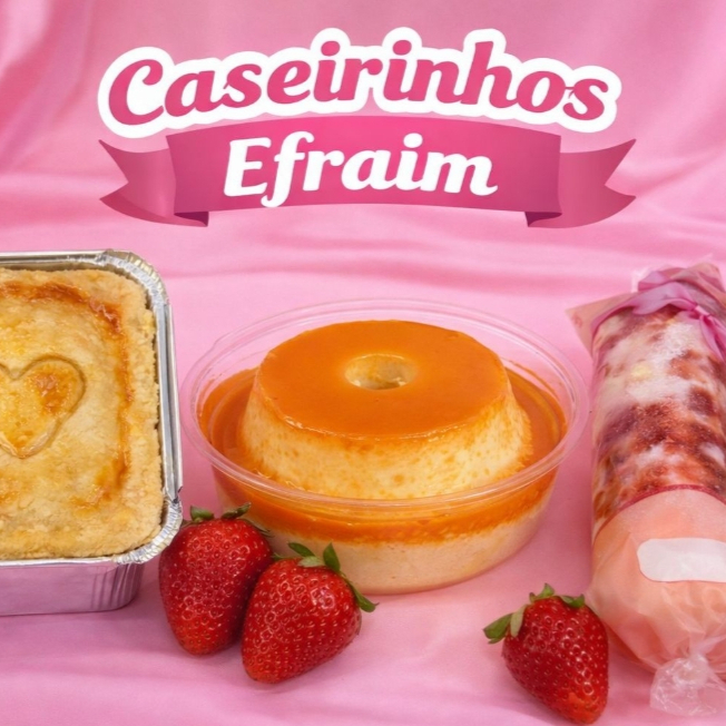 Combo Sabor & Frescor – Caseirinhos Efraim Uma combinação perfeita de salgado e doce para qualquer momento do dia! Inclui: 🥟 Empadão de frango com catupiry – massa leve e recheio cremoso, feita artesanalmente. 🍮 Pudim individual – textura suave, com calda dourada e sabor caseiro. 🍧 1 geladinho gourmet – cremosos, refrescantes e cheios de sabor (sabores variados). Tudo preparado com carinho e ingredientes selecionados, ideal para presentear ou se deliciar com uma pausa saborosa!