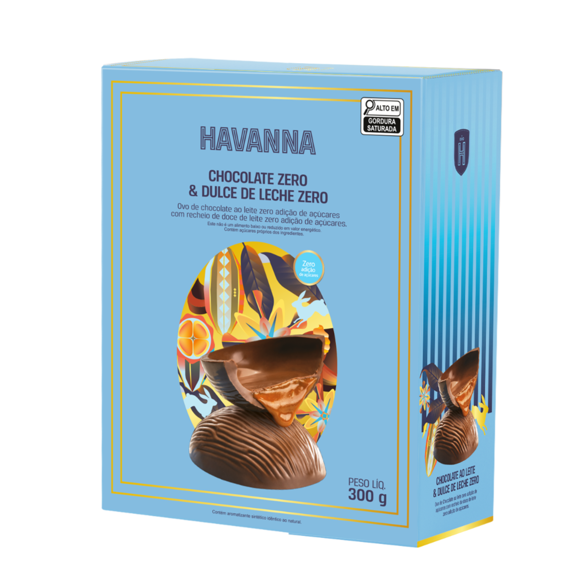 Ovo Páscoa Havanna chocolate zero com recheio de doce de leite zero 300g