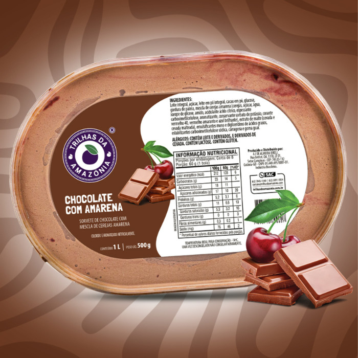 Quer conhecer uma combinação de sabores surpreendente? O nosso sorvete de chocolate cremoso com mesclas de cereja amarena! Você sente o adocicado do chocolate e o azedinho da cereja italiana juntos, em uma explosão de sabor! Alérgicos: Contém Lactose. Não Contém Glúten.
