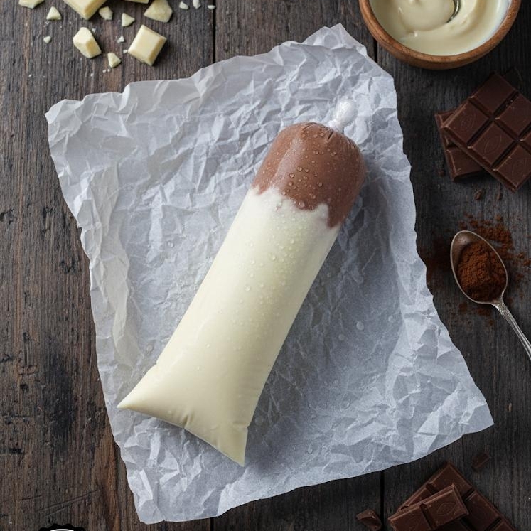 O Geladinho Duo combina o sabor intenso do chocolate ao leite com uma casquinha de chocolate branco. Uma mistura deliciosa e refrescante que une dois chocolates em uma só mordida. Perfeito para quem busca um prazer duplo! (aprox. 140g)