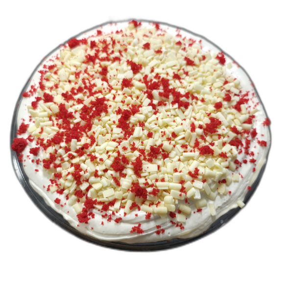 Massa red amanteigada, base branca, geleia artesanal de frutas vermelhas e granulado nobre de chocolate branco