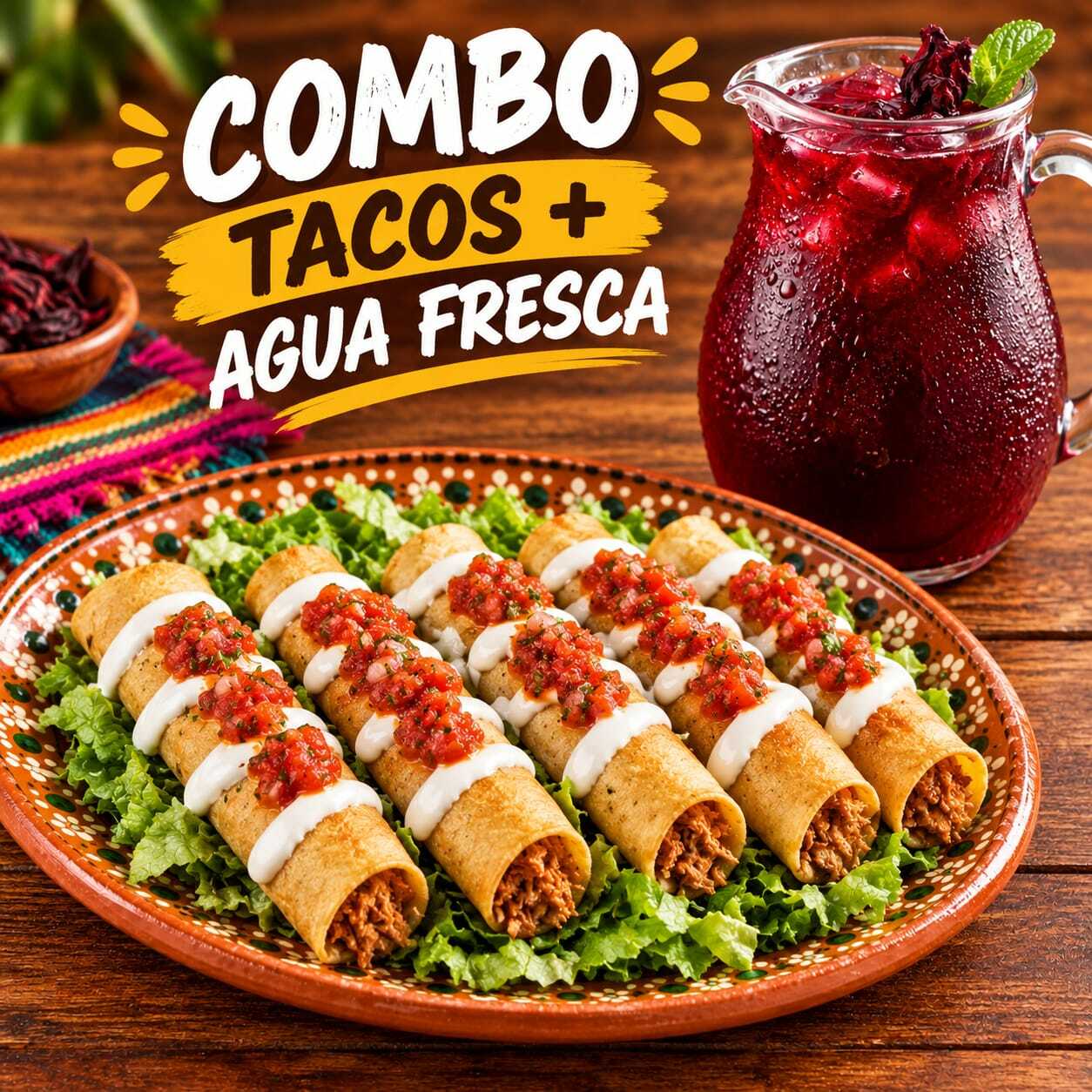 COMBO TACOS (5 PZA) + AGUA DE 500 ML.