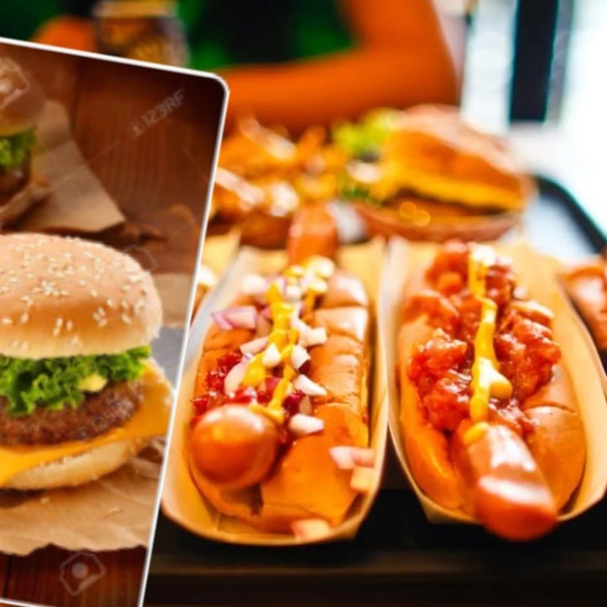 2 Hamburguesas Sencillas y 3 Perros Calientes