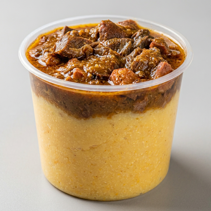 Descubra o sabor incrível do nosso Angu à Baiana, um prato de 600ml, pertencente à categoria de Sopas e Caldos. Este prato é maravilhosamente preparado com um angu perfeitamente cozido, mantendo sua textura suave e seu sabor inconfundível. O recheio generoso é composto por uma porção robusta de carne, cozida lentamente para garantir sua suculência e sabor irresistível. Este prato é uma autêntica experiência culinária baiana, repleta de sabor e tradição. Desfrute desta delícia!
