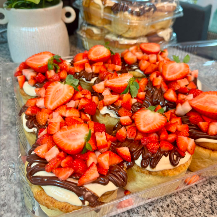 Rol de nutella con fresa