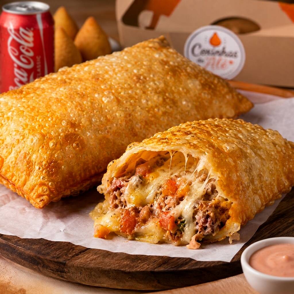 Queijo mussarela, queijo coalho, catupiry e orégano.
Uma combinação irresistível de três queijos, preparada para quem ama um pastel bem cremoso e cheio de sabor.