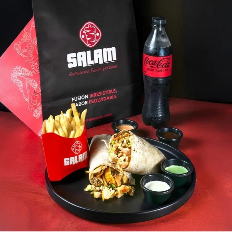 Shawarma de Pollo, 1 Bebida más Papas Fritas
