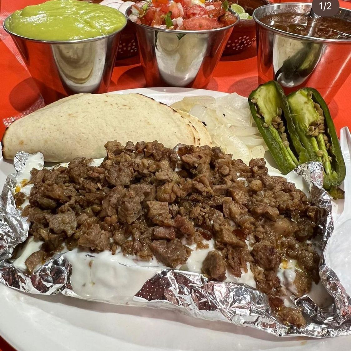 Papa con Carne Asada