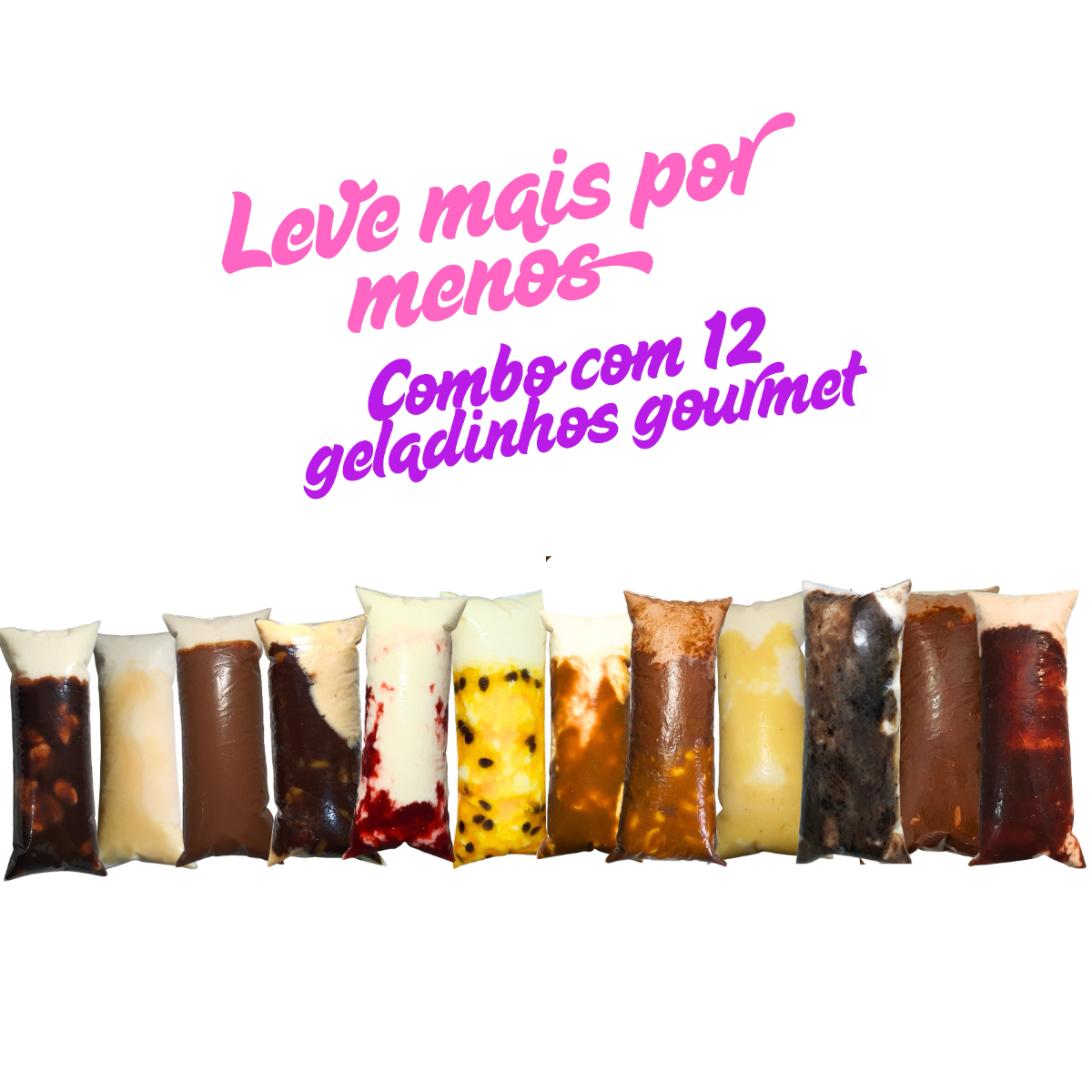 Combo com 12 geladinhos gourmet.