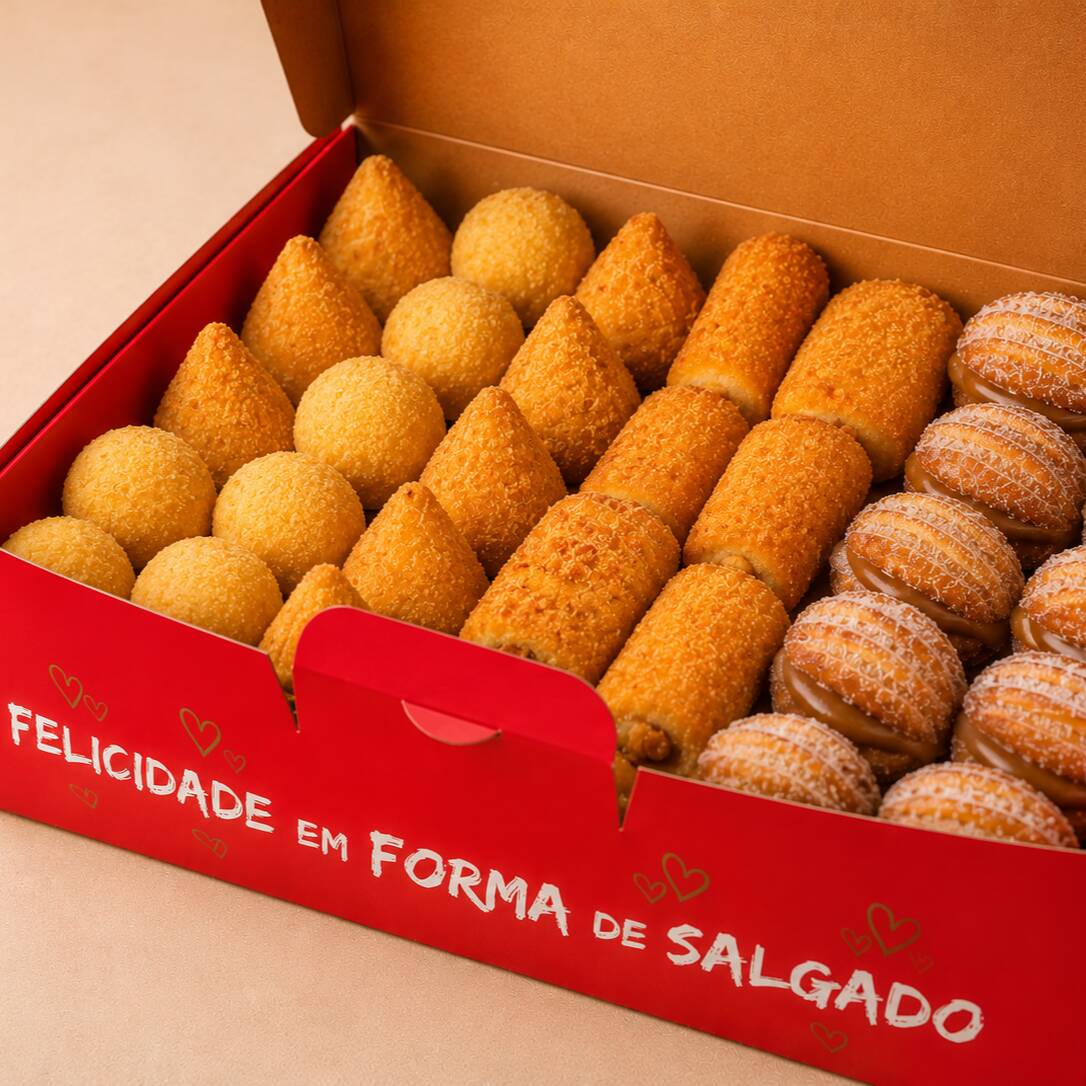 Combo especial com salgados irresistíveis, preparados com ingredientes de qualidade e fritos na hora. Crocância, sabor e recheio generoso em cada unidade.
-----tags-----
coxinha, frango, queijo, calabresa, churros, promoção, oferta, coca cola, refrigerante, combo, kit, festa, salgado, cento de salgados, mini salgados, aniversário, evento, delivery, bom e barato