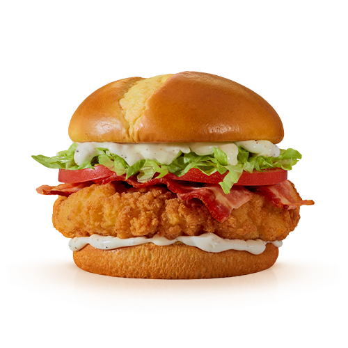 Composto por pão tipo brioche com batata, o novo molho Ranch (um delicioso molho emulsionado à base de especiarias e creme de leite), bacon em fatias, alface americana, tomate e carne 100% de peito de frango, temperada e empanada.