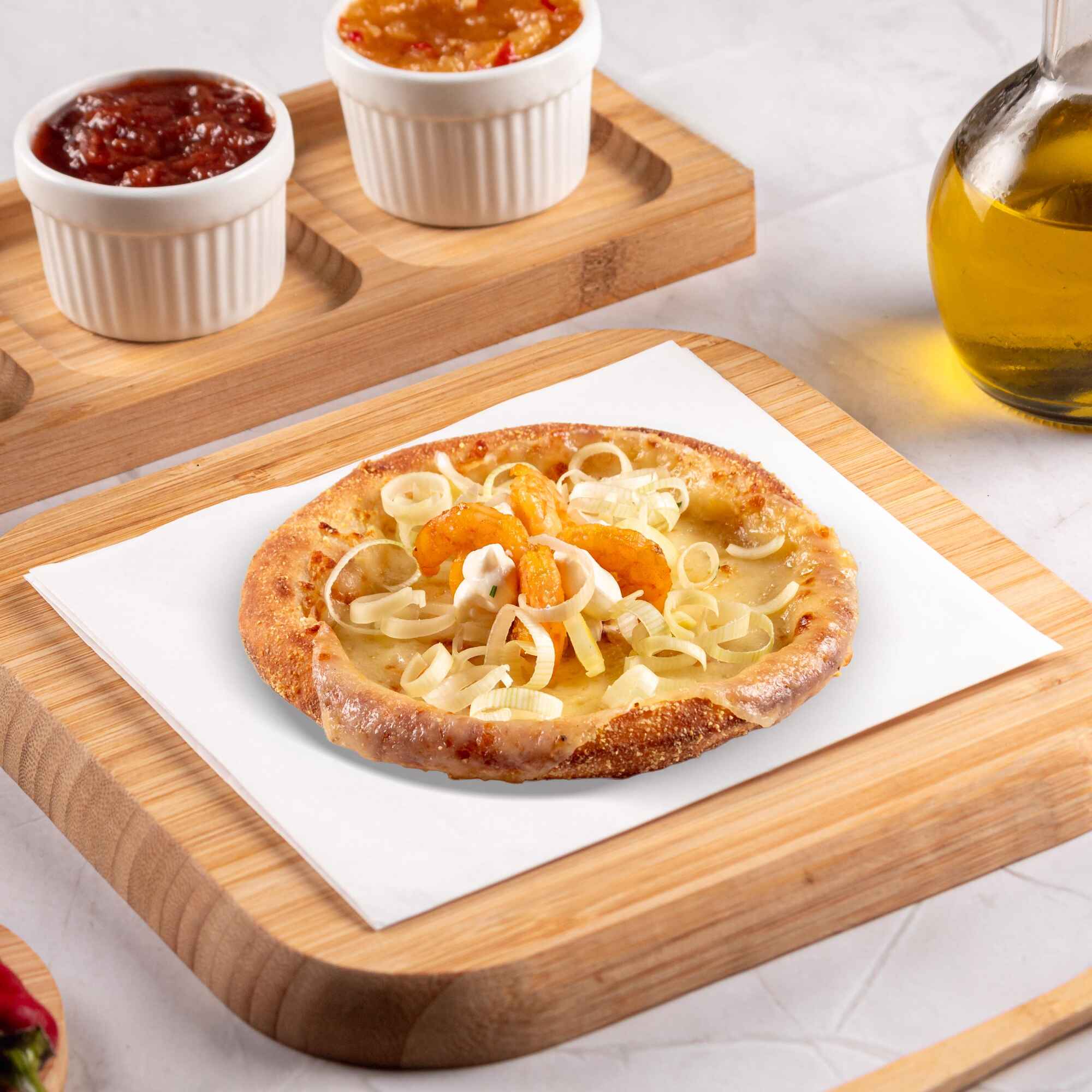 Recheada com camarão, alho-poró e cream cheese, uma combinação sofisticada e cheia de sabor.