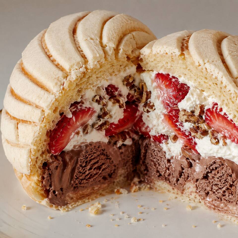 Concha Rellena de Fresas con Crema