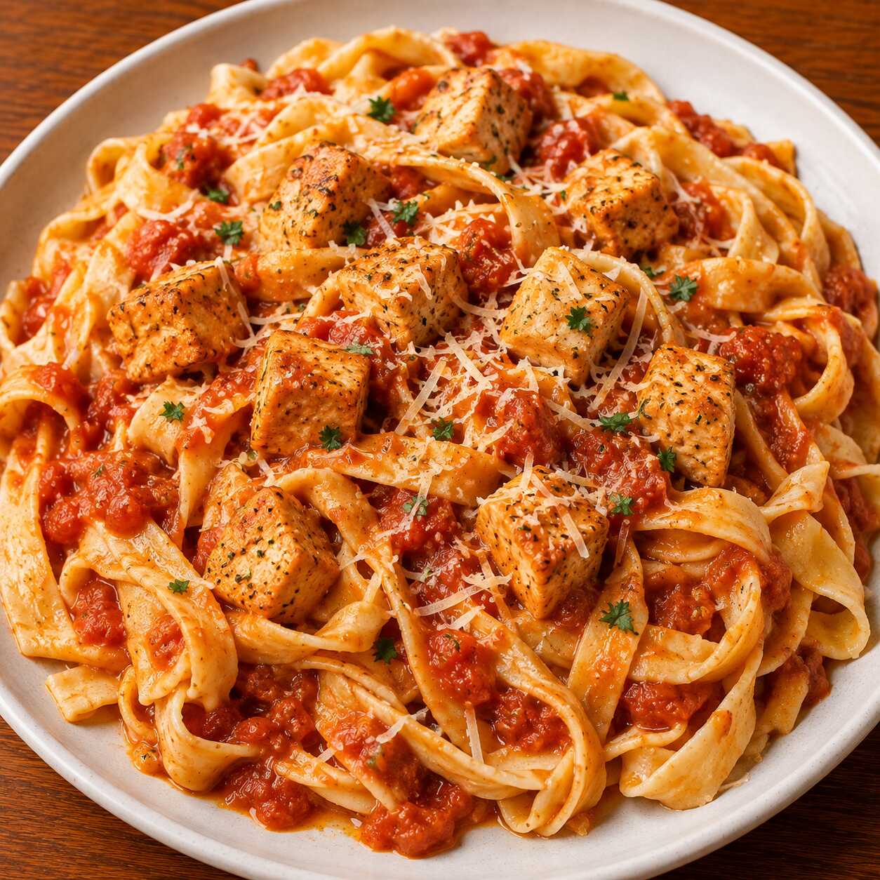 Pasta Fettuccine con Pollo al Pomodoro 🍅