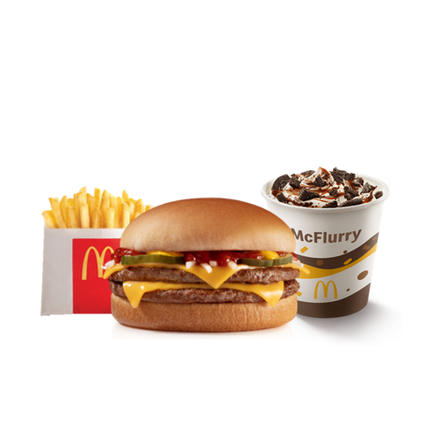 Doble Hamburguesa con McFlurry y papas