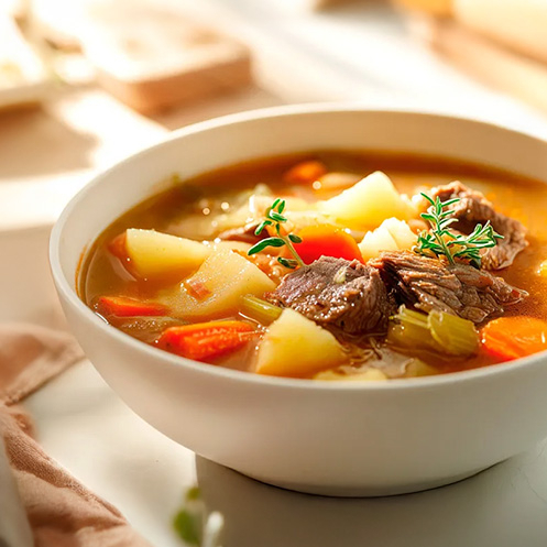 Sabe aquela sopa encorpada, rica em sabor e com jeitinho de comida feita com afeto? A Sopa Eslava de Ossobuco da linha Søppa é assim: uma explosão de comfort food que aquece até a alma. Com carne bovina, vegetais frescos e um toque de conhaque, ela entrega uma experiência profunda, marcante e irresistível. Por que você vai amar essa sopa: Ossobuco cozido lentamente. Caldo encorpado com base de tomate, legumes e toque defumado da páprica. Batata, cenoura, cebola e alho-poró em equilíbrio perfeito. Finalizada com louro, pimenta-do-reino e azeite de oliva extra virgem. Um leve toque de conhaque para profundidade de sabor. Pronta em apenas 10 minutos no micro-ondas. Atenção: produto congelado, pronto para consumo. Descongele no micro-ondas em apenas 10 minutos e está pronto. Gostoso, prático e sem conservantes!