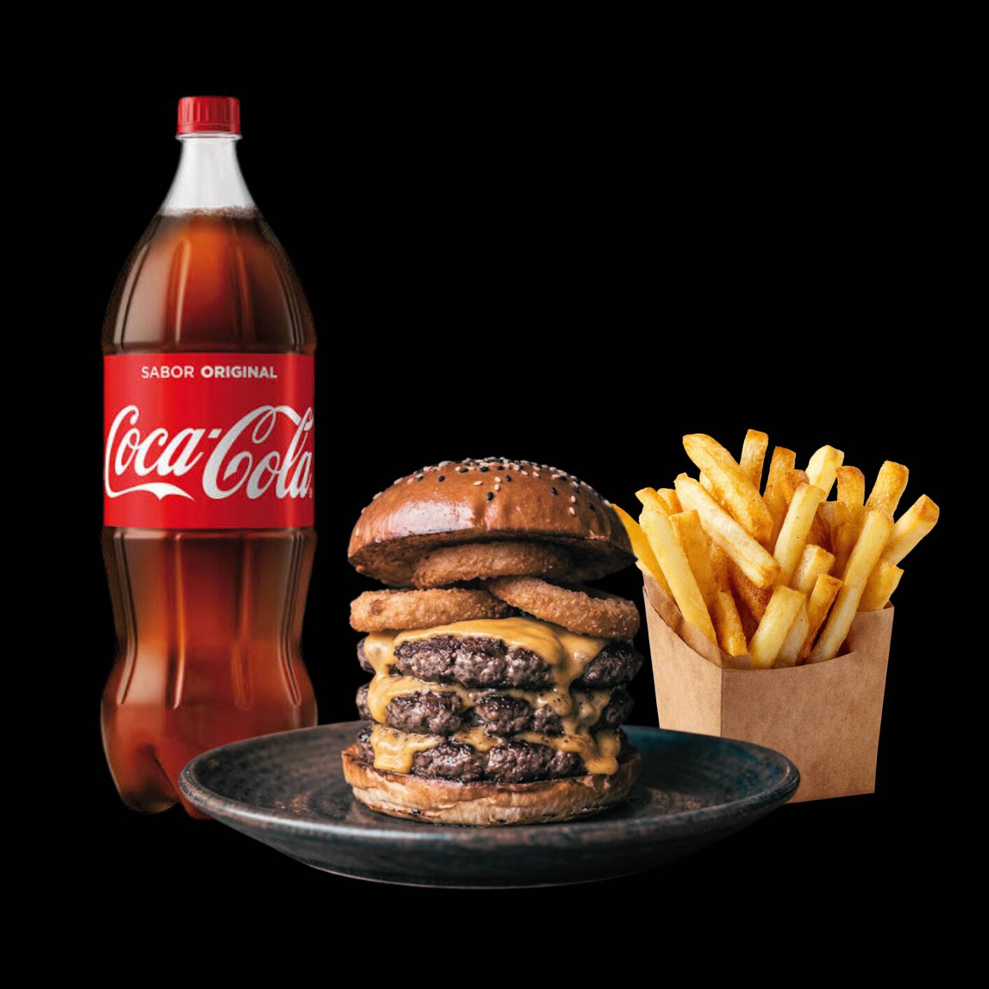 🔥 TRIPLO + BATATA + ONION RING + COCA 2L
É lanche pra ninguém colocar defeito! 🍔🔥
Um lanche triplo com Onion Ring e Barbecue, acompanhado de batata frita e uma Coca-Cola 2L pra completar a festa.
Muito recheio, muita crocância e bebida pra geral! 😋
👉 Chama a galera e pede logo o seu!