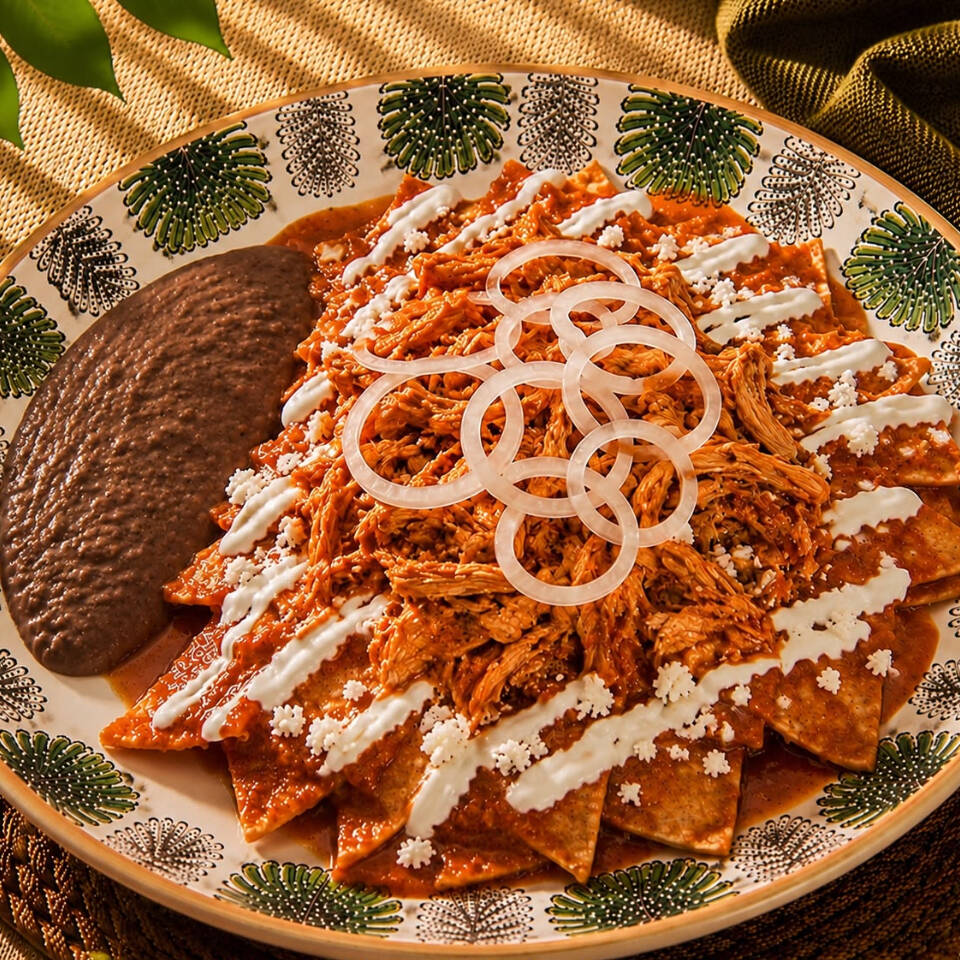 Chilaquiles con Tinga de Pollo
