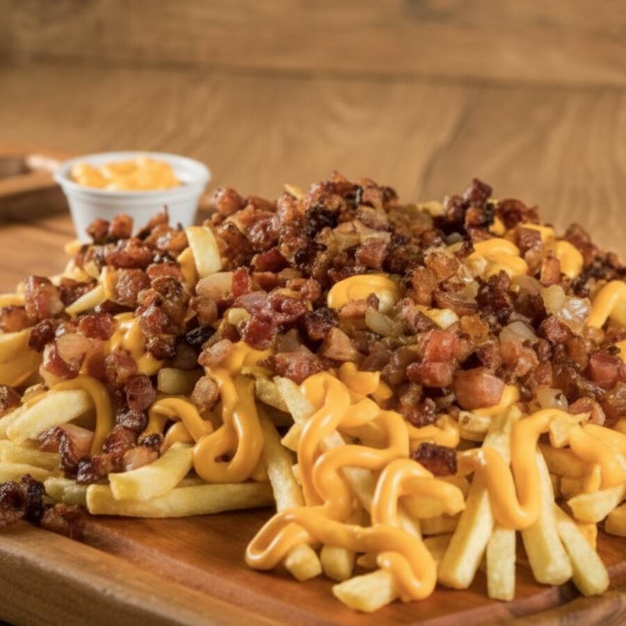 batata, cheddar e bacon.