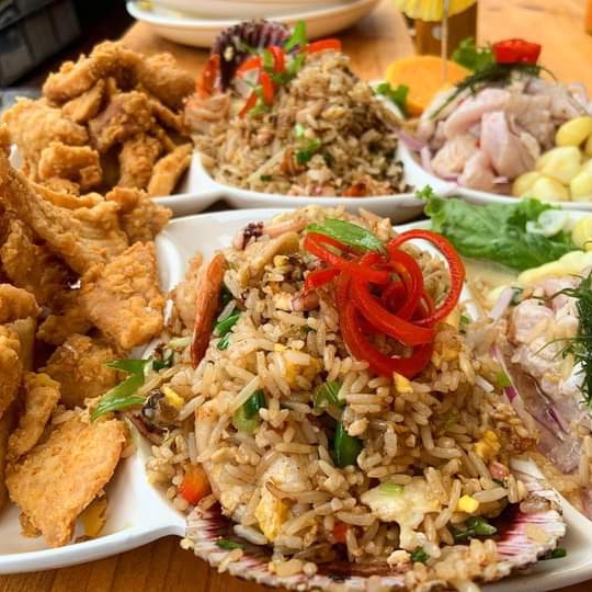 Trío:Ceviche, Chaufa de M. y Chicharrón de Pescado