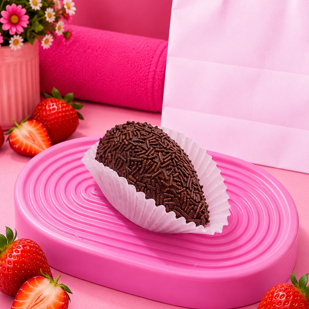 Nossa deliciosa Coxinha de Morango com Brigadeiro é apaixonante em cada detalhe! Feita com uma massa de brigadeiro super cremosa, recheada com um morango fresquinho e suculento, finalizada com uma camada de granulado de chocolate. Uma combinação perfeita entre o doce do brigadeiro e o sabor irresistível do morango!