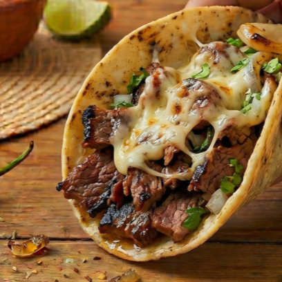Taco Arrachera con Queso