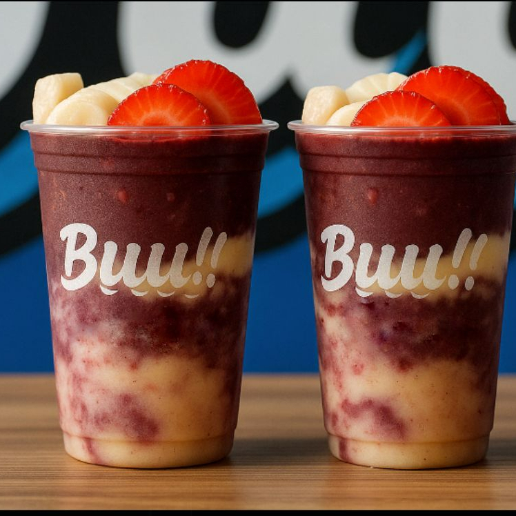 Dois açaís pra você se deliciar ou dividir com alguém! Escolha o sabor e o tamanho de cada um e aproveite o dobro de sabor, cremosidade e amor do Buu.