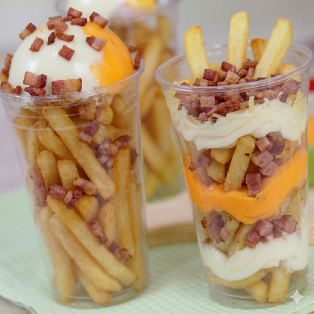 Batata frita crocante , bacon , cheddar ou catupiry
Acompanha katchup ,maionese , barbecue e molho de pimenta.