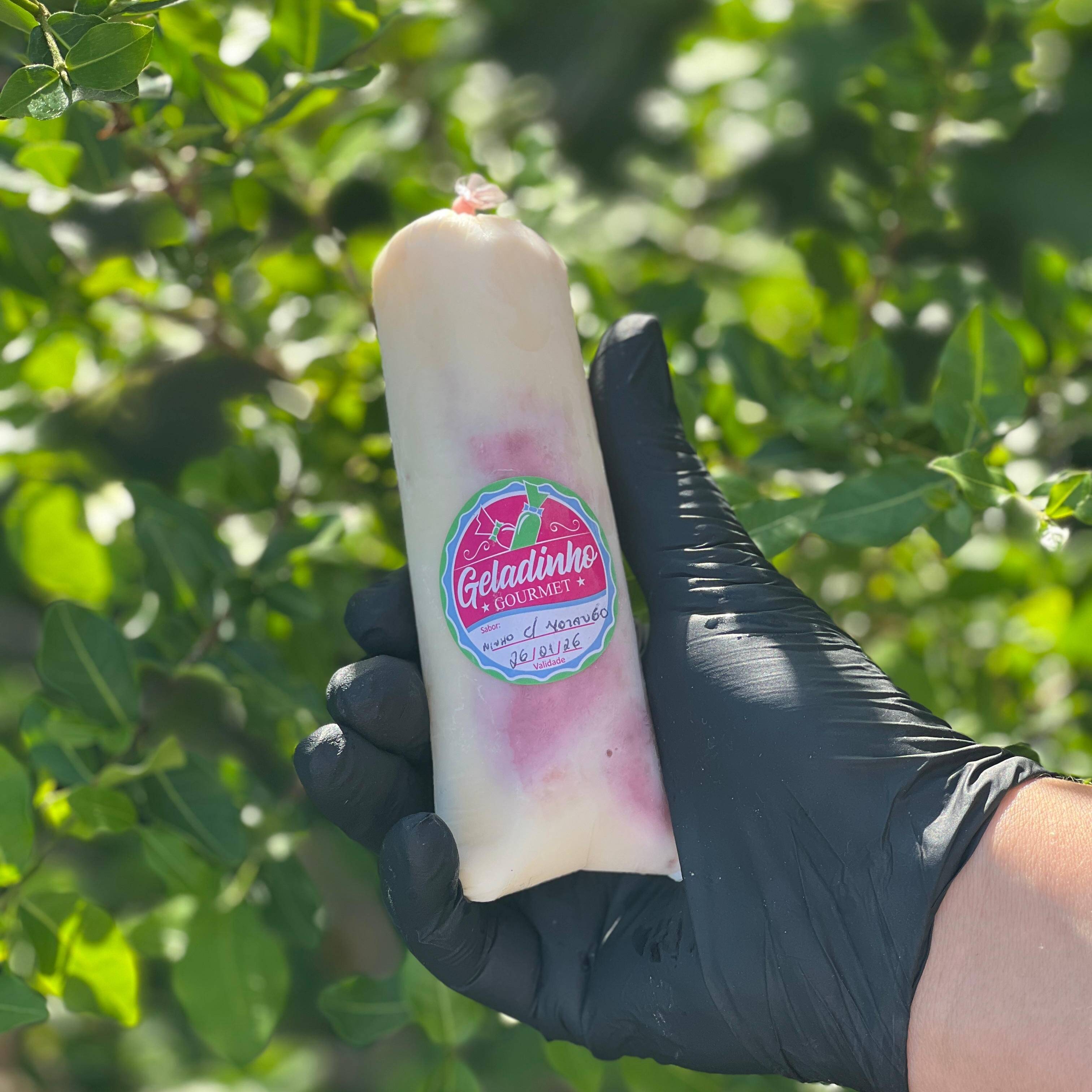 Geladinho gourmet feito com produtos selecionado das melhores marcas que temos no mercado. Ninho com morango