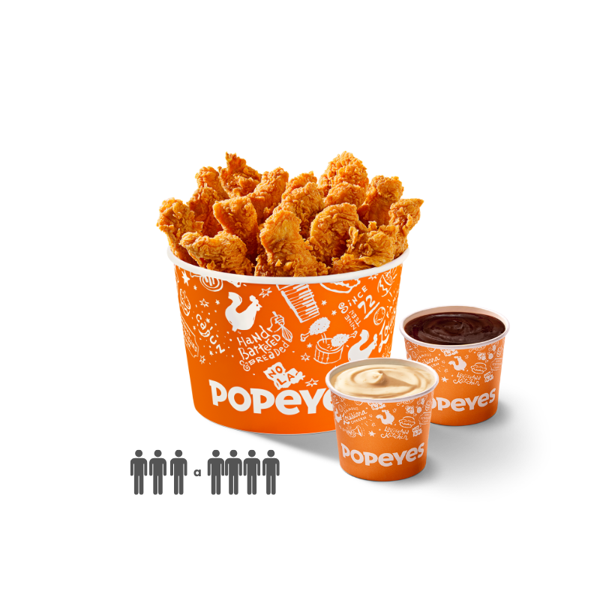 Balde 12 Tiras ou 30 Filezinhos + 2 Molhões com 100g de molho cada, à sua escolha