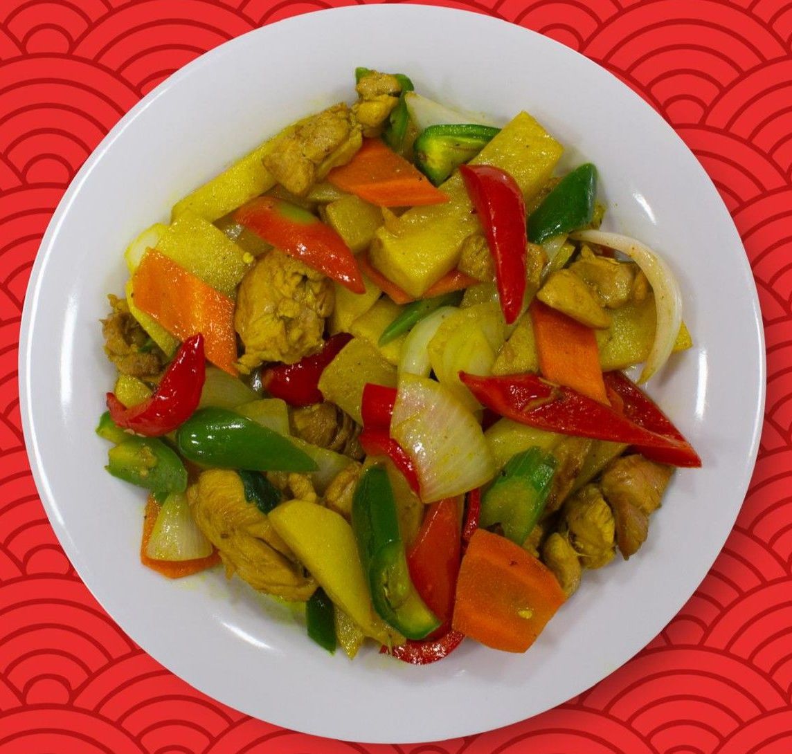 POLLO CON PAPAS AL CURRY
