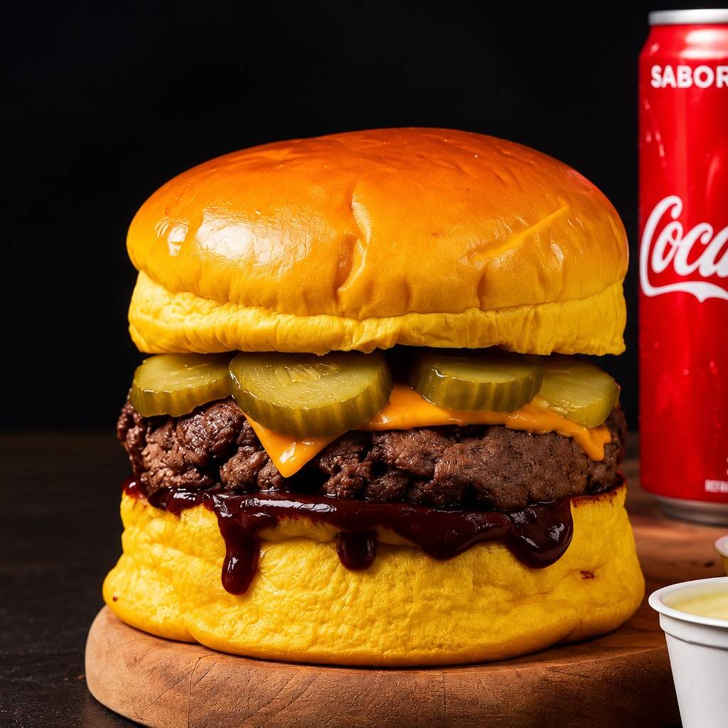 LEVA UM DELICIOSO PÃO FRESCO, HAMBÚGUER ARTESANAL DE 120G , QUEIJO CHEDDAR E PICLES CASEIRO. + REFRI, SUCO OU AGUA DE SUA ESCOLHA + 1 MOLHO GRATIS.