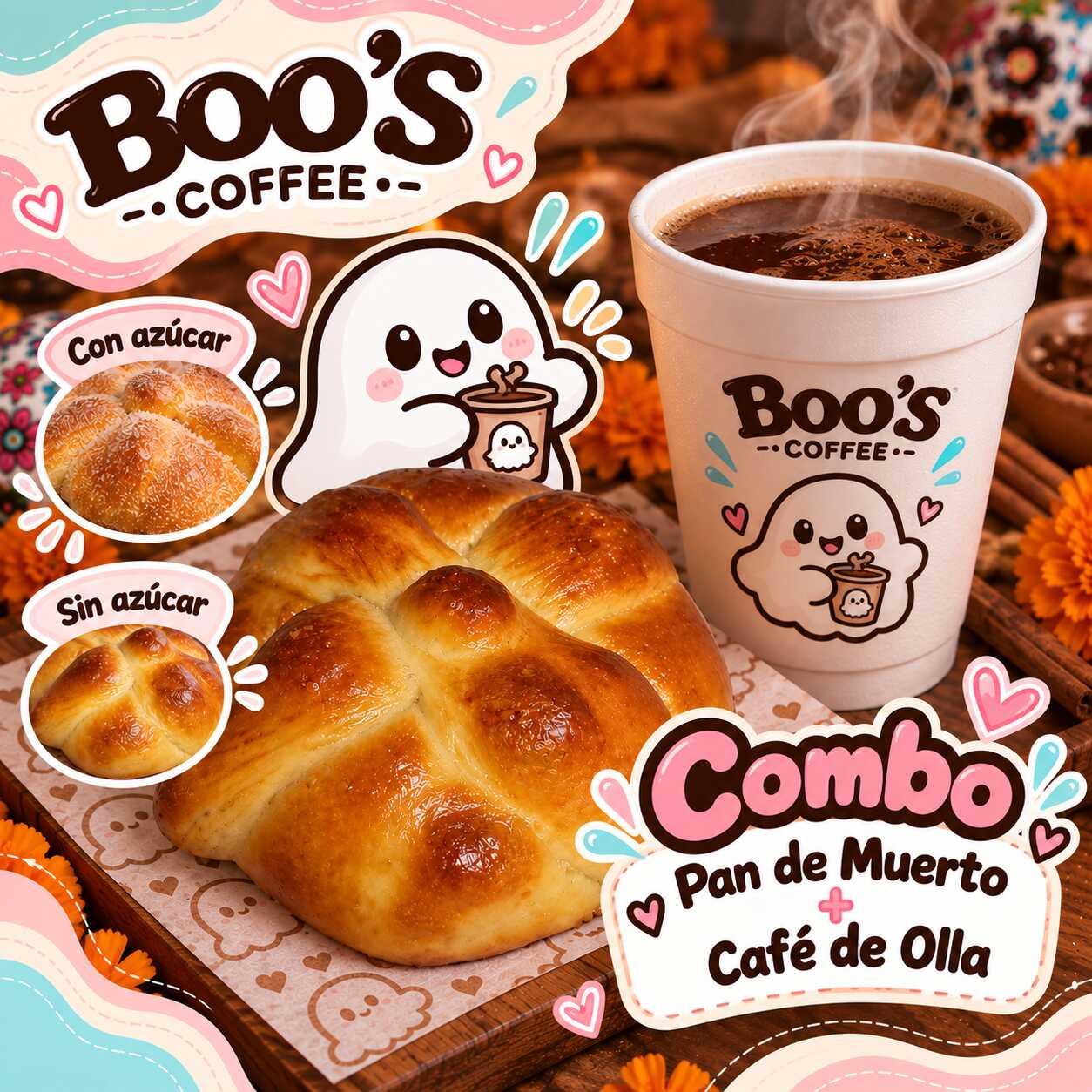 Pan De Muerto y Café De Olla Grande
