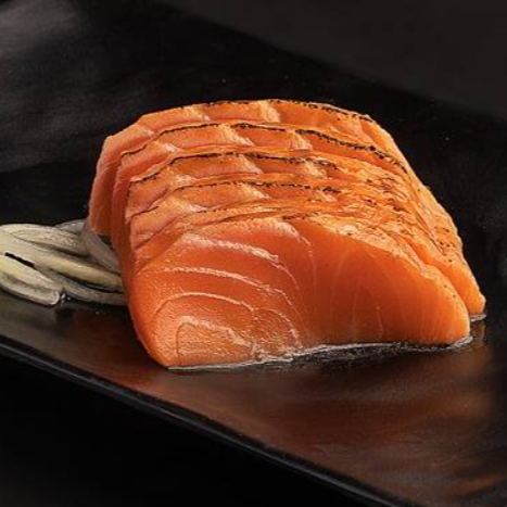 Fatias de peixe fresquinho maçaricado e com Teriaky (5 unidades).