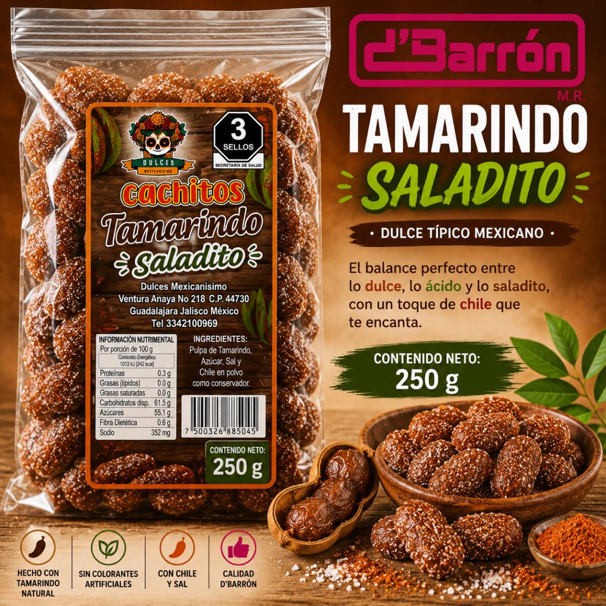 Tamarindo Saladito 250 G