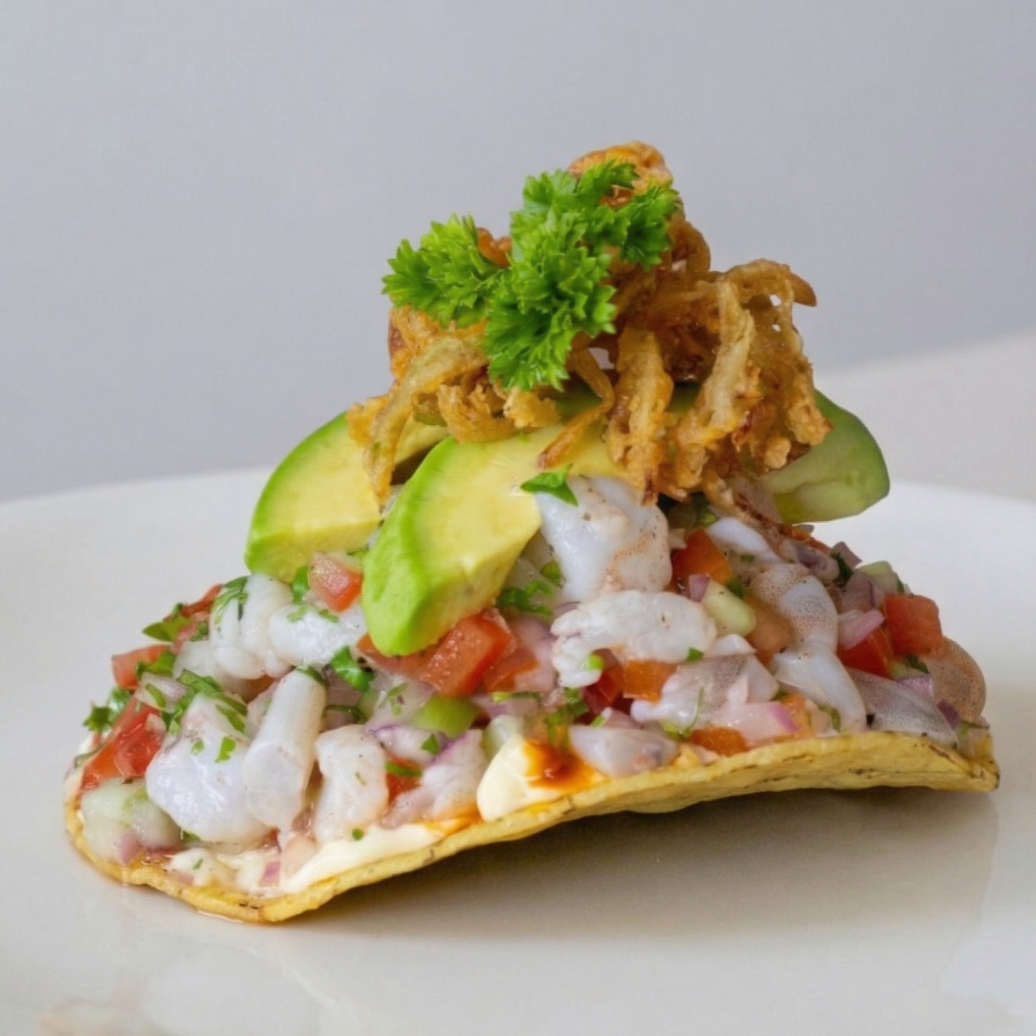 Tostada de Ceviche de Camarón