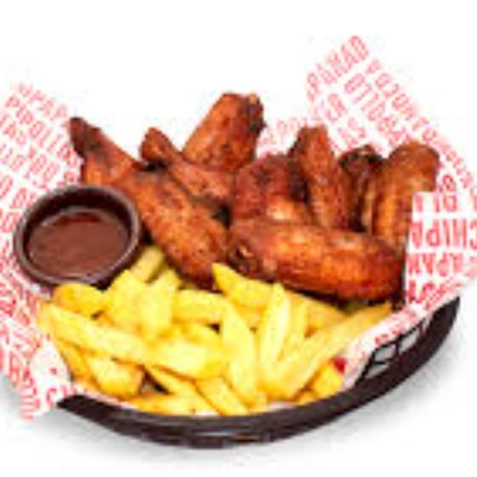 ALITAS CON PAPAS  BBQ .BUFALO.MANGO ABANERO