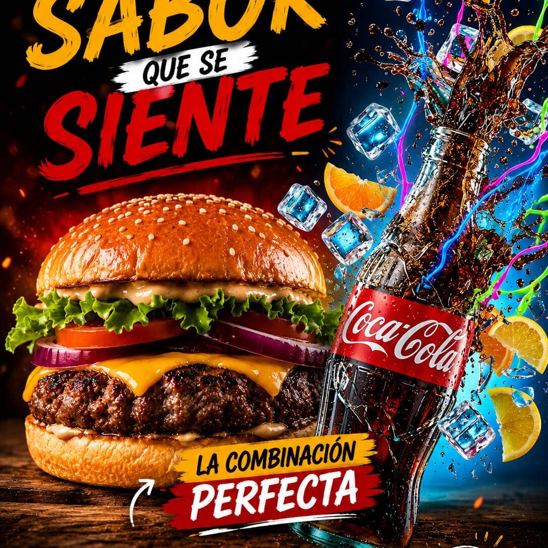 Paquete de Hamburguesa y una coca de taparrosca