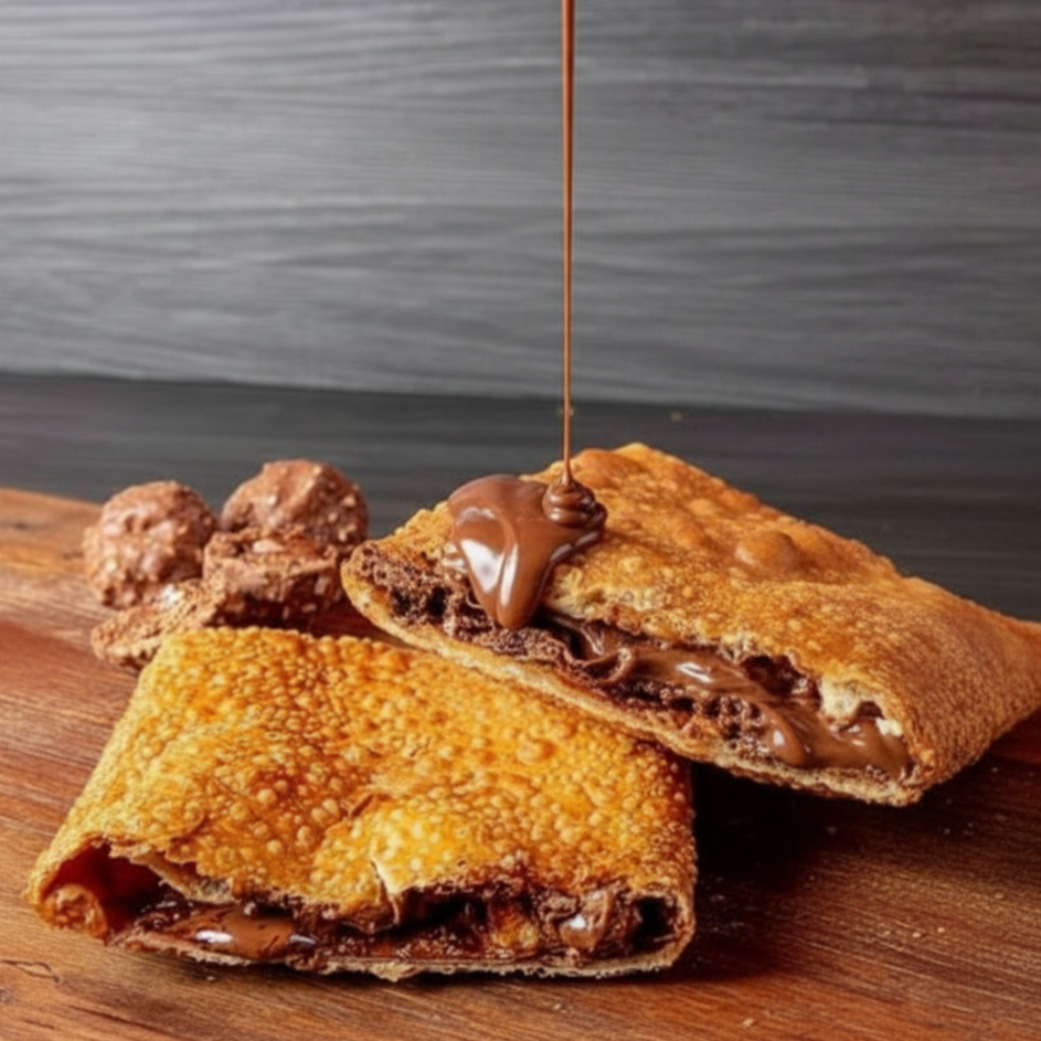 Ferrero Rocher e Nutella em pedaços derretido na nossa massa de cacau