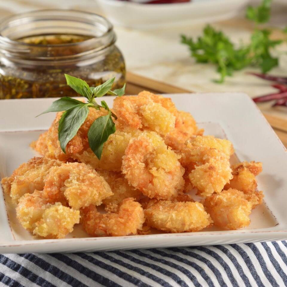Camarones apanados.