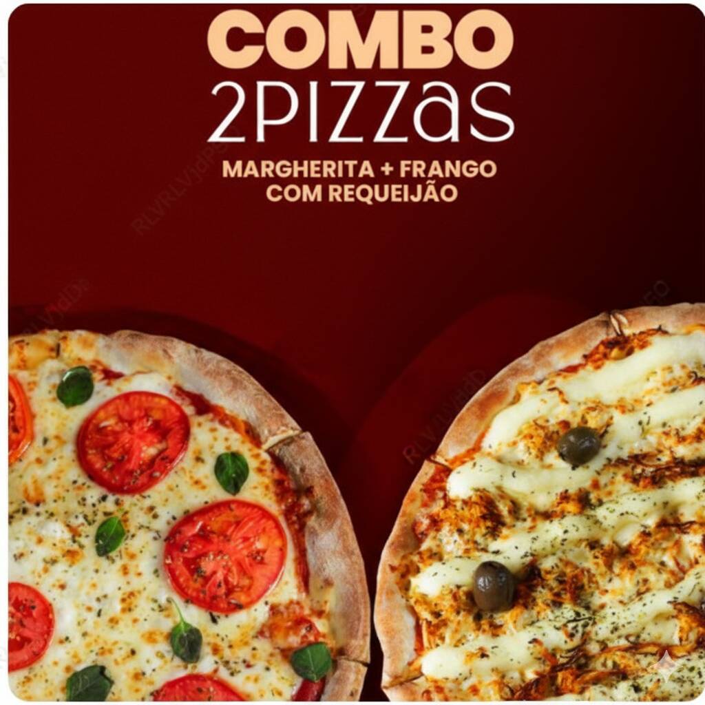 2 Pizzas: 1 Frango c/ requeijão + 1 Marguerita + Refri 1 litro de R$140,70 por apenas R$94,90