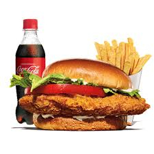 combo de hamburguesa de pollo con papas y soda