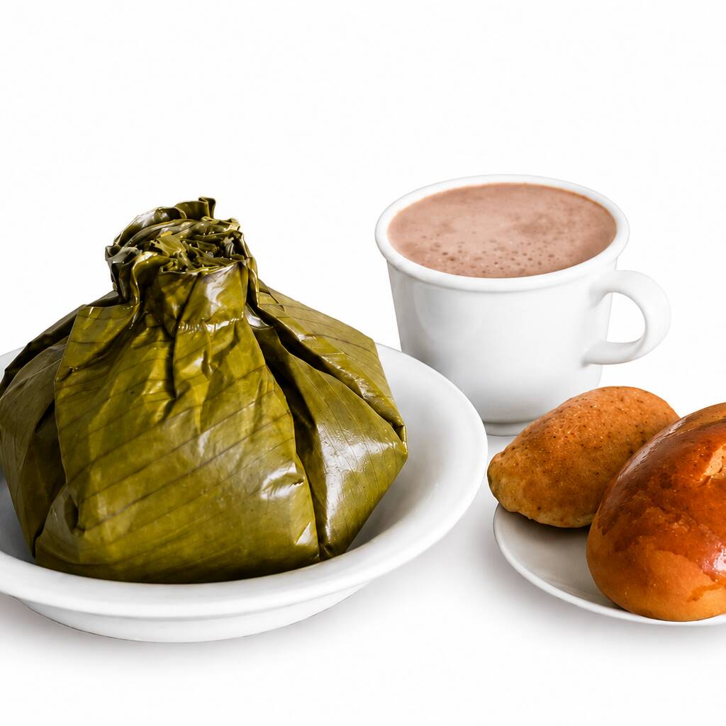 Tamal + Bebida y Pan
