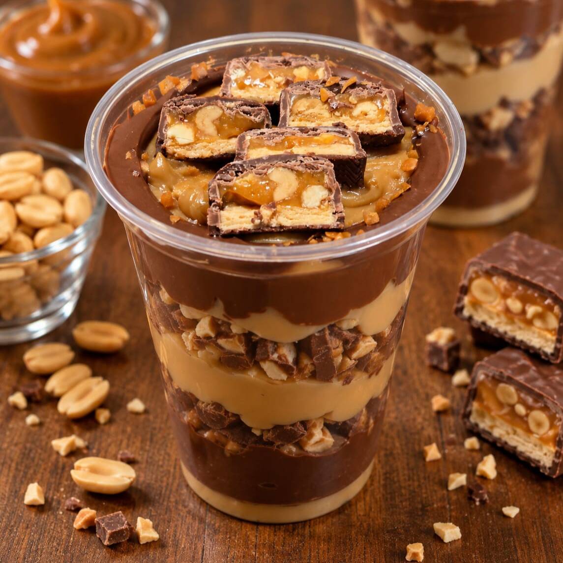 Camadas irresistíveis de brownie, Nutella, pedaços de Snickers e um delicioso caramelo salgado. Uma combinação intensa de chocolate, crocância e cremosidade em cada colherada. Difícil é parar na primeira! Peça agora e experimente.