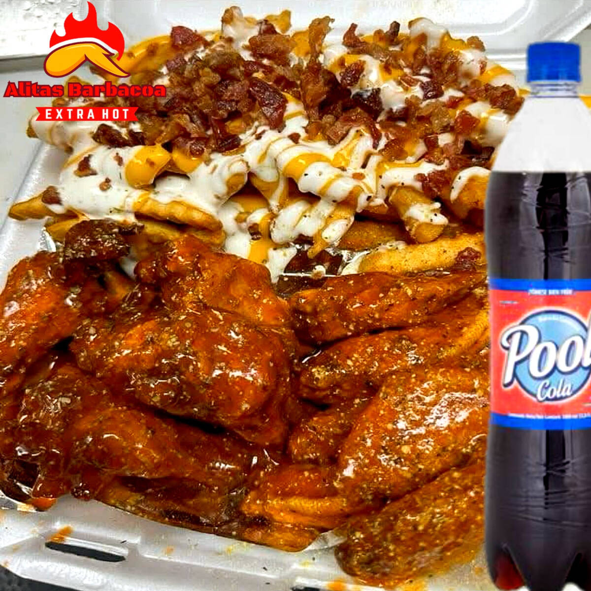 15 Alitas Apanadas + Papas + Gaseosa 1lts