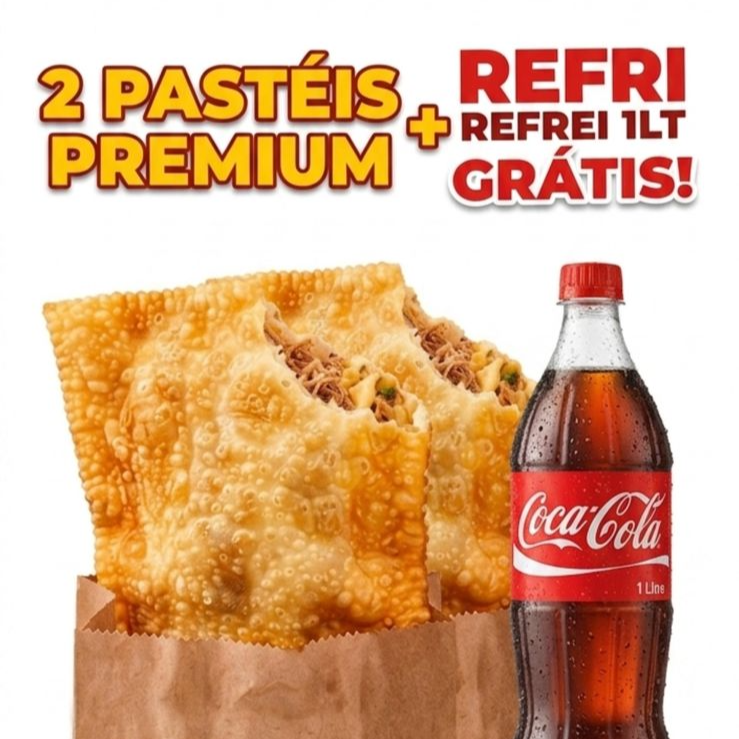 2 deliciosos pasteis da sua escolha + Pepsi 1l