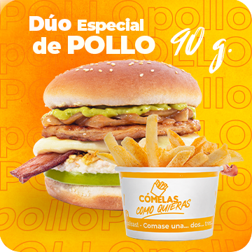 Combo Hamburguesa de Pollo 90 G + Papas