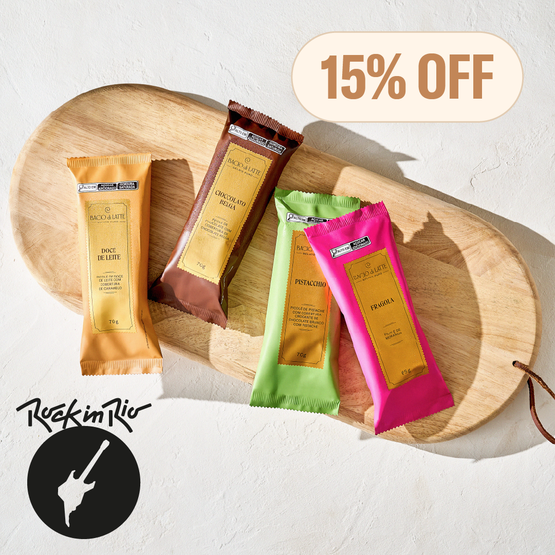 Na compra de 4 picolés, ganhe 15% OFF.
