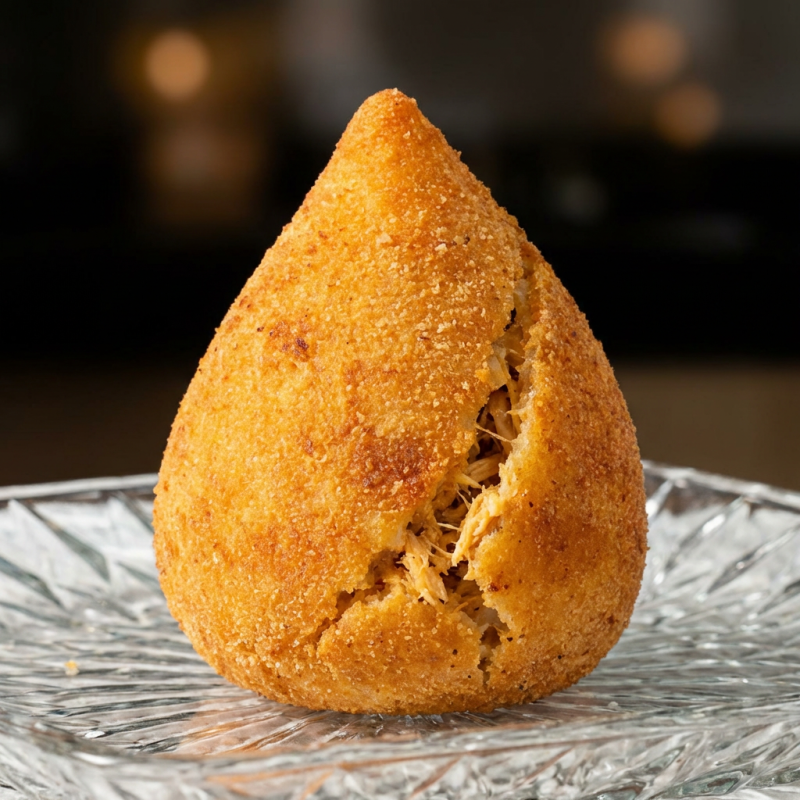 Desfrute da nossa inigualável Coxinha de 120g, uma joia da culinária brasileira delicadamente moldada à mão. Este mimo, pertencente à categoria Unitários, esconde em seu interior um generoso pedaço de frango suculento, envolvido por uma massa leve e estaladiça, frita à perfeição. O sabor familiar e reconfortante desta iguaria irá transportá-lo de volta para as suas mais queridas memórias de infânc